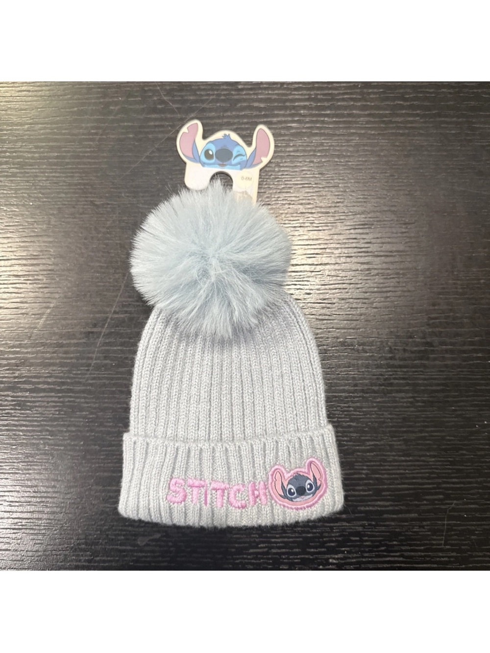 Stitch Kids Light Blue Pom Pom Beanie Hat